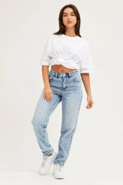 Blue Denim Jean High Rise Straight -Modern Fashion Shop straight jean blue denim jean high rise straight 32967361134785