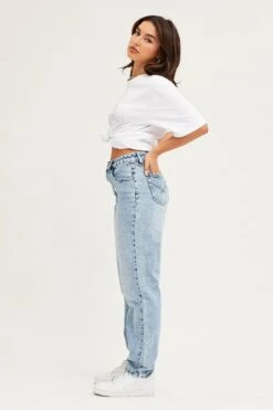 Blue Denim Jean High Rise Straight -Modern Fashion Shop straight jean blue denim jean high rise straight 32967361233089