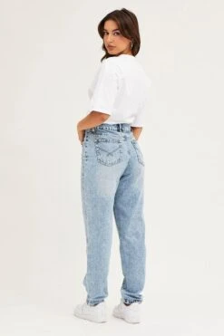 Blue Denim Jean High Rise Straight -Modern Fashion Shop straight jean blue denim jean high rise straight 32967361298625