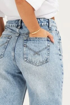 Blue Denim Jean High Rise Straight -Modern Fashion Shop straight jean blue denim jean high rise straight 32967362052289