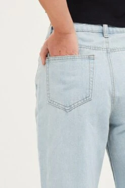 Blue Straight Denim Jeans Mid Rise -Modern Fashion Shop straight jean blue straight denim jeans mid rise 32967359135937