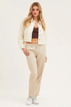 Front Page 54 Beige Carpenter Denim Jeans Low Rise