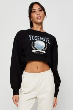 Black Crop Sweater Long Sleeve