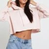 Pink Crop Hooded Sweat