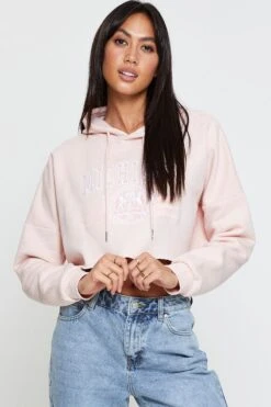 Pink Crop Hooded Sweat -Modern Fashion Shop sweatcrop pink crop hooded sweat 32966129549505