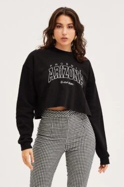 Black Sweatshirts Crop -Modern Fashion Shop sweater black sweatshirts crop 32966291226817