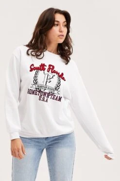 White Graphic Sweater Embroided -Modern Fashion Shop sweater white graphic sweater embroided 32966145114305