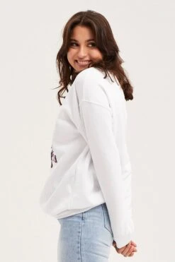 White Graphic Sweater Embroided -Modern Fashion Shop sweater white graphic sweater embroided 32966145147073