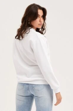 White Graphic Sweater Embroided -Modern Fashion Shop sweater white graphic sweater embroided 32966145179841