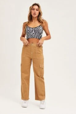 Beige Cargo Pants Out Pocket -Modern Fashion Shop track long nude cargo pants out pocket 32964966187201