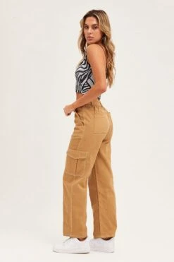 Beige Cargo Pants Out Pocket -Modern Fashion Shop track long nude cargo pants out pocket 32964966219969