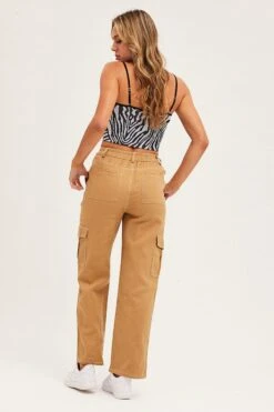 Beige Cargo Pants Out Pocket -Modern Fashion Shop track long nude cargo pants out pocket 32964966252737