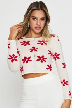 White Knit Cardigan Long Sleeve Crop -Modern Fashion Shop trial cardi white knit cardigan long sleeve crop 32965152211137