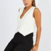 White Linen Waistcoat -Modern Fashion Shop wc0091 36w white 1