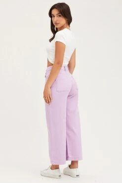 Purple Denim Jeans Wide Leg High Rise Cropped -Modern Fashion Shop wide leg jean purple denim jeans wide leg high rise cropped 32965617713345