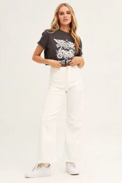 White Carpenter Jeans Cargo Pocket -Modern Fashion Shop wide leg jean white carpenter jeans cargo pocket 33006850015425
