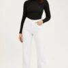 White Wide Leg Denim Jeans High Rise