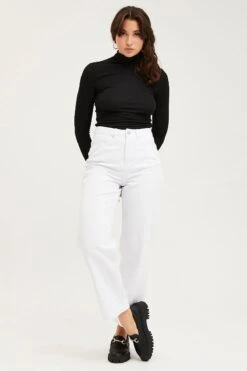 White Wide Leg Denim Jeans High Rise -Modern Fashion Shop wide leg jean white wide leg denim jeans high rise 32980905164993