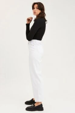 White Wide Leg Denim Jeans High Rise -Modern Fashion Shop wide leg jean white wide leg denim jeans high rise 32980905197761