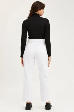 White Wide Leg Denim Jeans High Rise -Modern Fashion Shop wide leg jean white wide leg denim jeans high rise 32980905230529