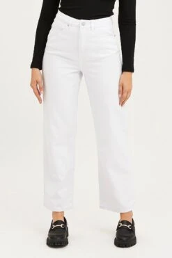 White Wide Leg Denim Jeans High Rise -Modern Fashion Shop wide leg jean winter whi wide leg denim jeans high rise 32887822745793